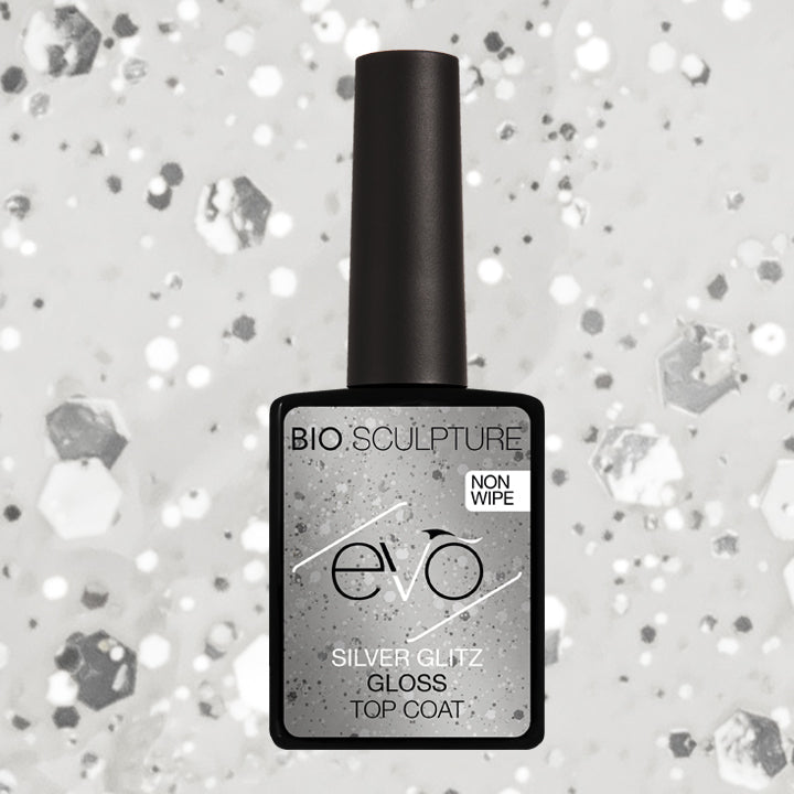 SILVER GLITZ GLOSS  TOP COAT  ( NON-WIPE  ) - EVO